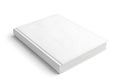 A blank white hardcover book lies on a plain white surface casting a subtle shadow Royalty Free Stock Photo