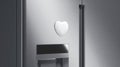 Blank white heart magnet on fridge mockup, side view