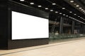 Blank white horizontal billboard on the wall. Mockup advertising board, digital display, showcase with urban background Royalty Free Stock Photo