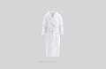 Blank white hotel bathrobe mock up, gray background