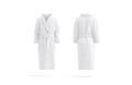 Blank white hotel bathrobe mockup, front and back view