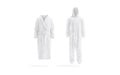 Blank white hotel bathrobe and plush jumpsuit mockup, isolated