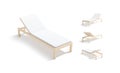 Blank white hotel lounger mockup, different views