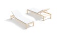 Blank white hotel lounger mockup, front and back view