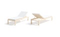 Blank white hotel lounger mockup, side and back view