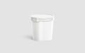 Blank white ice cream bucket mockup, half front view