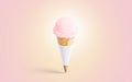 Blank white ice cream cone mockup, isolated on pink background Royalty Free Stock Photo