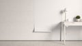 Blank white interior wallpaper twisted mockup on wall, front view Royalty Free Stock Photo