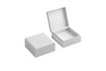 Blank white jewelry box open and closed mockup isolated on white background. Royalty Free Stock Photo