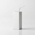Blank White Juice Box with Red and White Striped Straw on White Background beverage drink Royalty Free Stock Photo