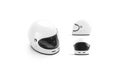 Blank white karting helmet with glass mockup, different views