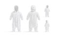 Blank white kid plush jumpsuit with hood mockup, different views