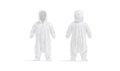 Blank white kid plush jumpsuit mockup, front and back view