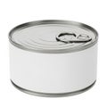Blank White Label Metal Food Can with Pull Tab Lid on White Background packaging Royalty Free Stock Photo