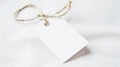 Blank White Label Tag with String on Simple Background. Royalty Free Stock Photo