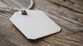 Blank White Label Tag with String on Simple Background. Royalty Free Stock Photo