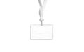 Blank white lanyard with laminated name badge mock up, isolated