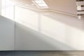 Blank white large wall mockup in sunny modern gallery Royalty Free Stock Photo