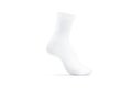 Blank white long sock on tiptoe mockup stand, side view