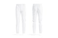Blank white man pants mockup, front and back view