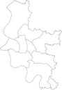 Blank white map of districts of DÃÂ¼sseldorf, Germany