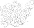 Blank white map of neighbourhoods and quarters of Helsinki, Finland Royalty Free Stock Photo