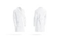 Blank white medical lab coat mockup, side and back view