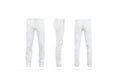 Blank white mens pants mock up set, isolated