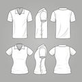 Blank white mens and womens t-shirt outline vector template