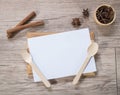 Blank white menu paper template background and Spicy herb ing