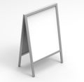 Blank white metallic outdoor advertising stand mockup set, , 3d rendering. Clear street signage board mock up. A-board Royalty Free Stock Photo