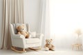 Blank white mockup adorning the wall of a cozy nursery room. AI Generated