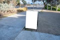 Blank white mockup template of a standing sandwich board with copy space. Royalty Free Stock Photo