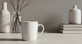 Blank White Mug on a Light Gray Surface with Decor Royalty Free Stock Photo