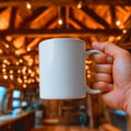 Blank White Mug in Rustic Setting Perfect for Coffee Tea Branding and Mockups Royalty Free Stock Photo