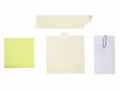 Blank white note with paper clip and tape isolate on white (clipping path) Royalty Free Stock Photo