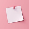 Blank white note paper with pink push pin isolated on pink pastel color wall background minimal concept Royalty Free Stock Photo