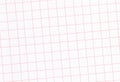 Blank white notebook paper background with bright red colored grid. Royalty Free Stock Photo