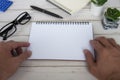 Blank white notepad with space customizable for text or ideas. Copy space for ideas Royalty Free Stock Photo