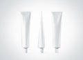 Blank white ointment tube mockup set, front, back and side