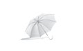 Blank white open umbrella mockup lying, isolated