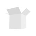 Blank of white opened cardboard box . Perspective view. Mock up box. Vector