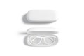 Blank white opened and closed case with glasses mockup, isolated