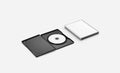 Blank white opened and closed dvd disk case mockup lying Royalty Free Stock Photo