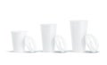 Blank white opened lids disposable paper cups mock ups