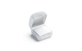 Blank white opened ring box mockup, side view