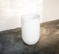 Blank white opened urn mockup side view,