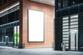 Blank white outdoor banner at bright modern building wall, 3d rendering.