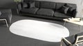 Blank white oval interior carpet in room mockup, side view Royalty Free Stock Photo