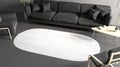 Blank white oval interior carpet in room mockup, side view Royalty Free Stock Photo